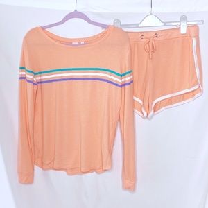 Make + Model Too Cool Crewneck and Short Coral Pink Size M